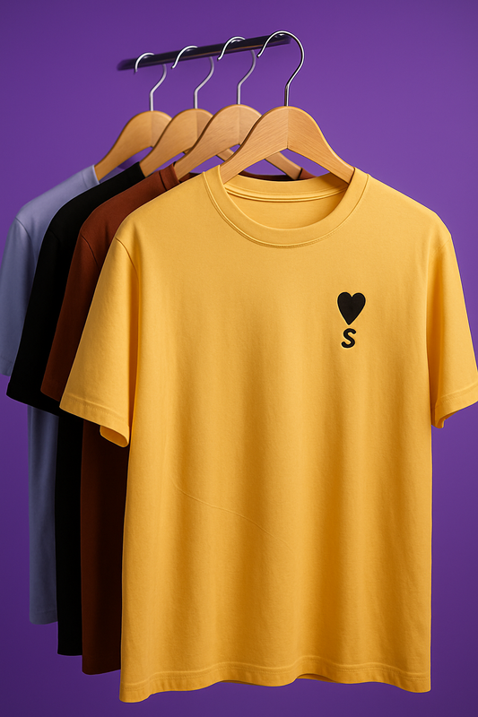 Men's Cotton T-Shirt, Letter with Love symbol , Party wear