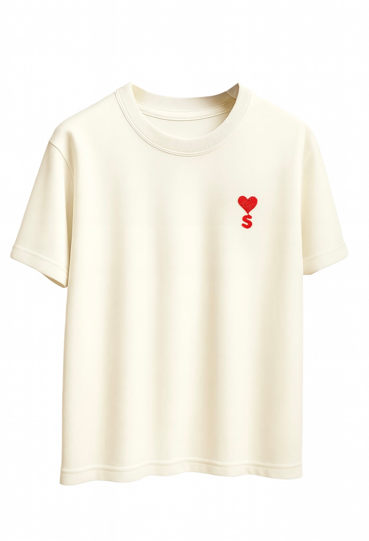 Mens T shirt with premium cotton , S alphabet with love symbol embroidery , regular fit