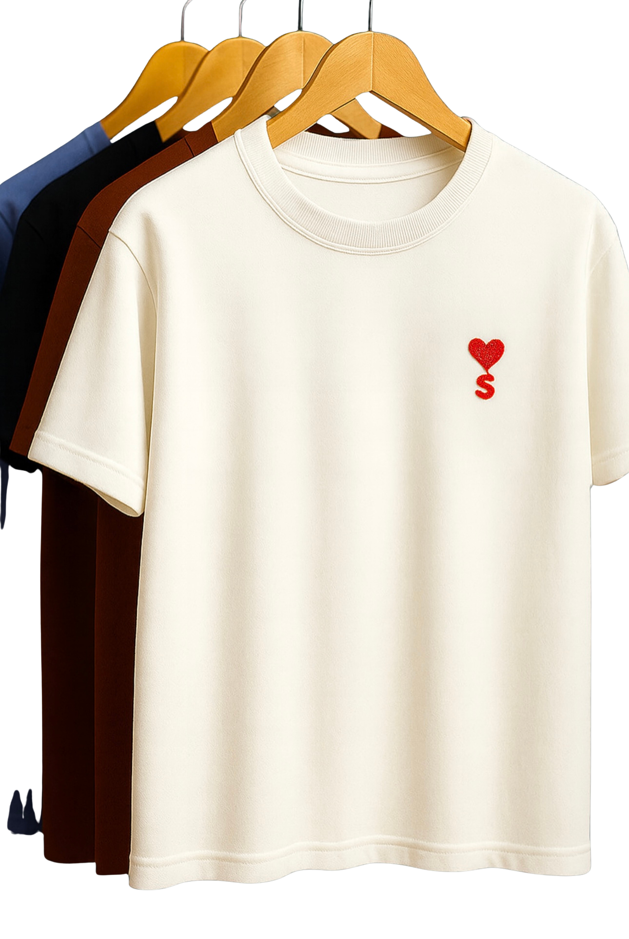 Mens T shirt with premium cotton , S alphabet with love symbol embroidery , regular fit